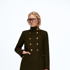 Zara double breasted black pea coat with gold buttons (wool/cashmere)